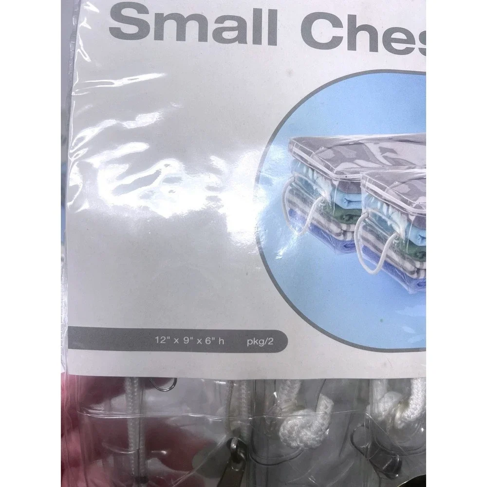 Lot Of 2 The Container Store Clear Small Chest Storage Bags 12x9x6 NOS Sealed